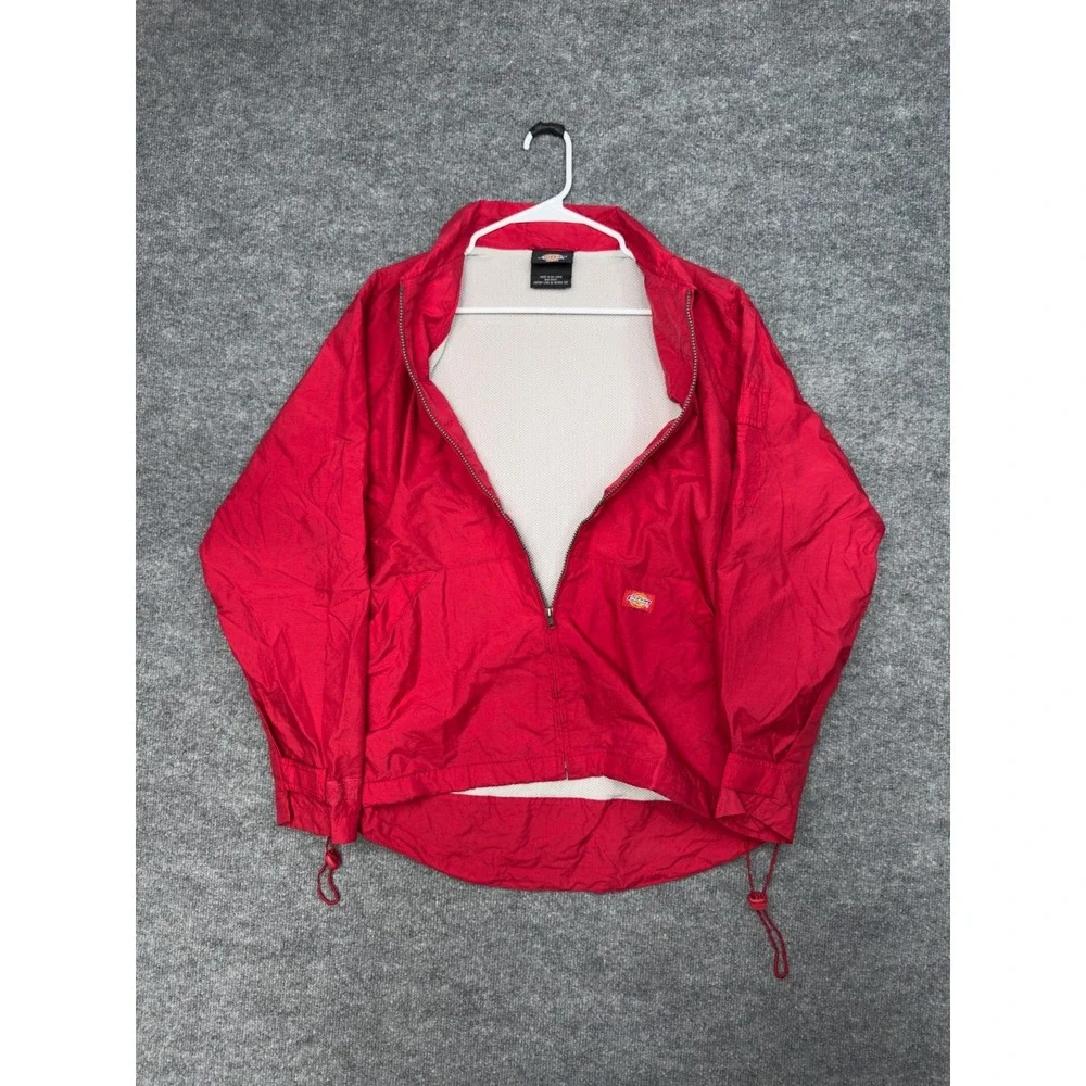 Dickies Red Zip Front Windbreaker Jacket Medium Nylon Workwear‎